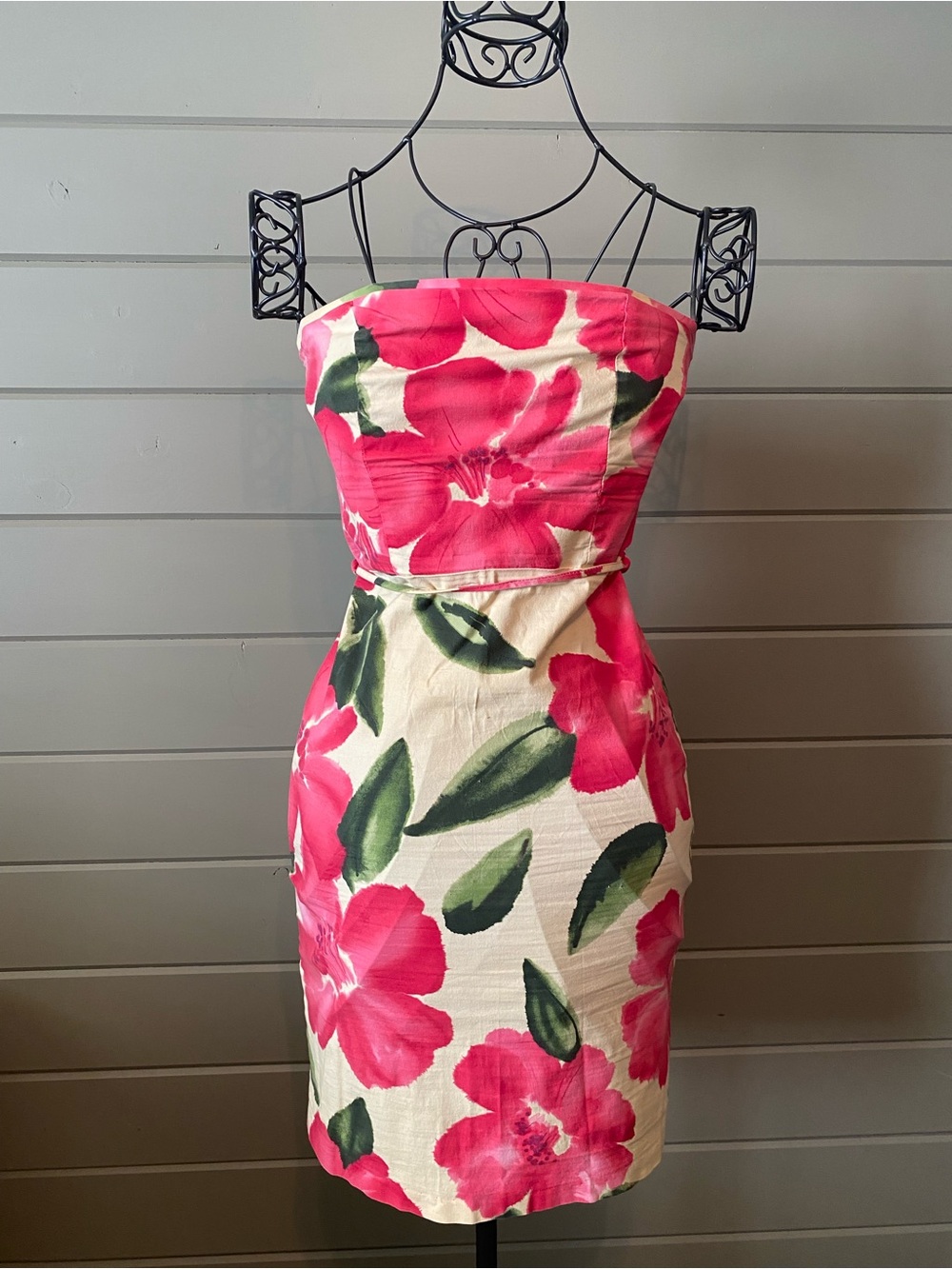 Charlotte Russe Strapless Pink Floral form fitting Dress